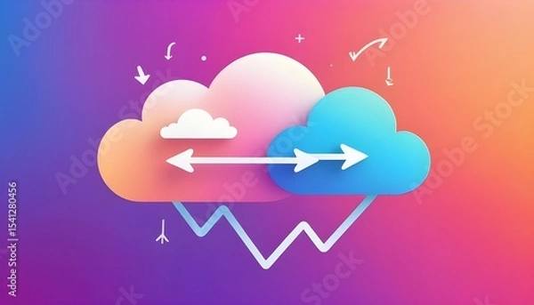 Fototapeta cloud, heart, love, digital, symbol, computing, concept, illustration, technology, sky, internet, connection, data, icon, abstract, design, network, computer, heartbeat, shape, modern, art, background