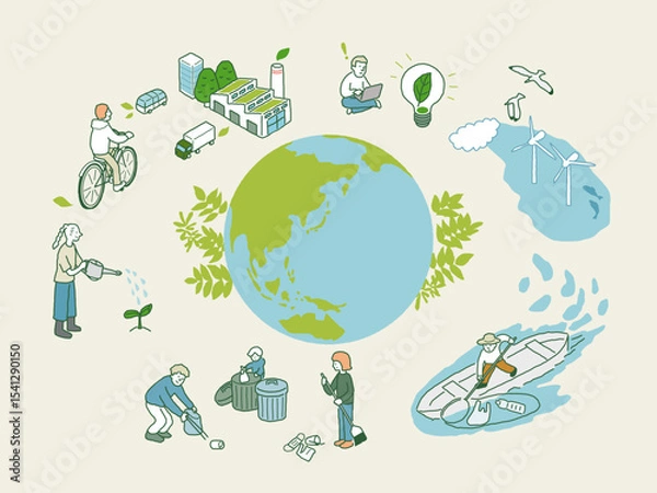 Obraz 地球の環境問題を考え活動する人々