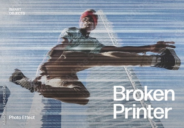 Fototapeta Broken Printer Photo Effect Template for Old, Rough & Analog Photocopy Paper Effects