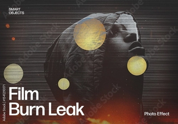 Fototapeta Abstract Film Burn Photo Effect Template for Analog Camera Effects with Creative Overlays