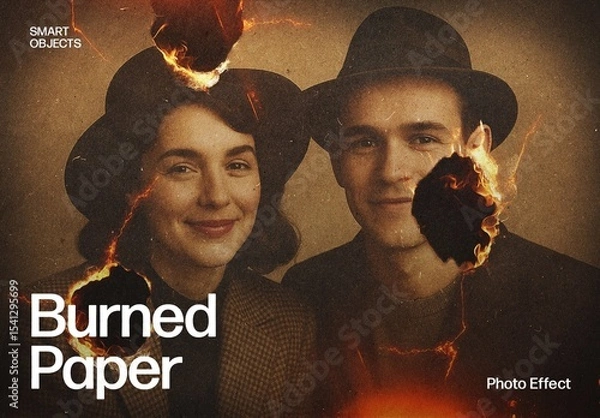 Fototapeta Burnt Paper Effect Template with Burned Paper Edges