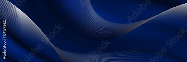 Fototapeta Abstract luxury glowing lines curved overlapping on dark blue background. Template premium award design.