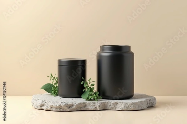 Fototapeta Bottles, and cookies in containers, isolated on a white background with a touch of red