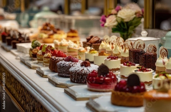 Fototapeta Exquisite Array of Delectable Desserts on Display
