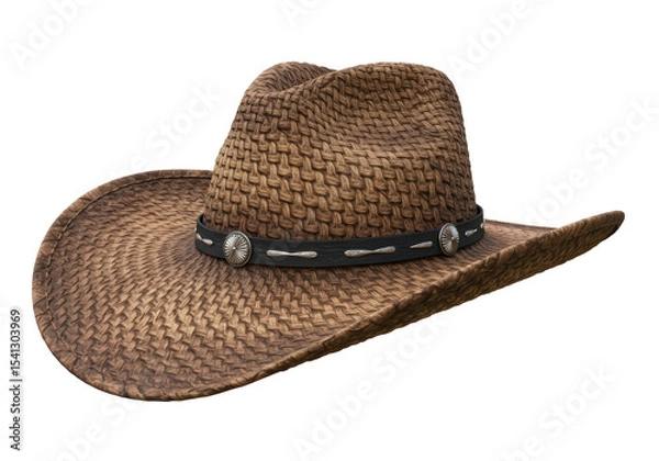 Fototapeta Isolated Cowboy Hat with Woven Texture