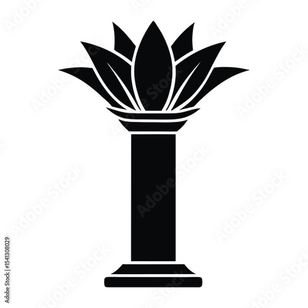 Fototapeta crisp vector Egyptian lotus column silhouette.