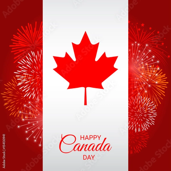 Obraz Canada flag with fireworks for national day of Canada