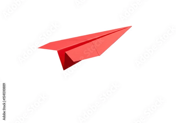 Fototapeta Isolated Red Paper Airplane Flying
