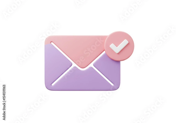Fototapeta Isolated Pink Email with Check Mark