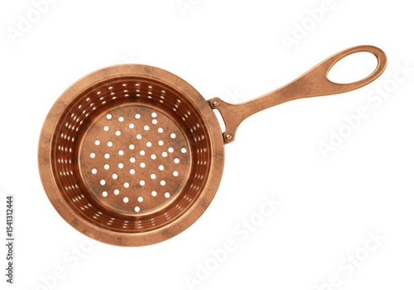 Fototapeta Isolated Copper Colander with Handle