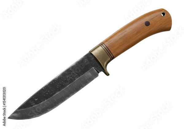 Fototapeta Isolated Hunting Knife with Wood Handle