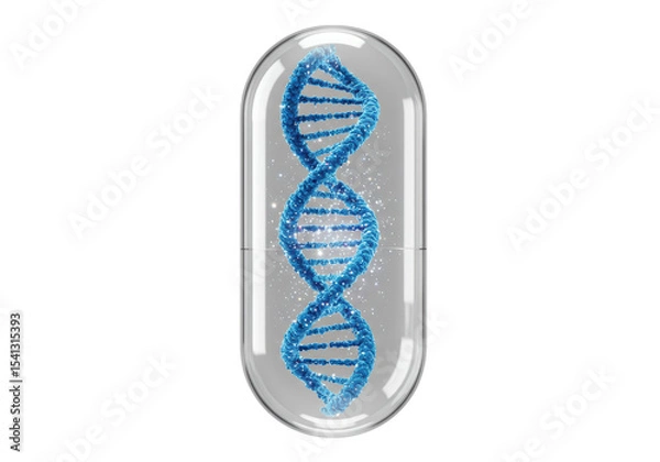 Fototapeta Isolated DNA Strand in Transparent Pill Capsule