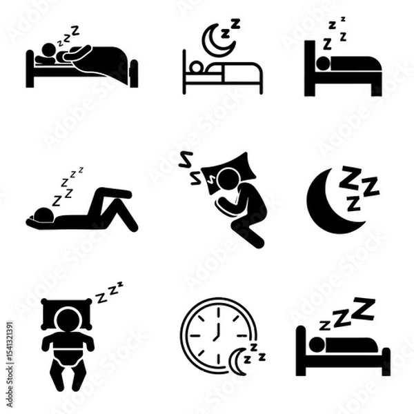 Fototapeta Sleeping icon vector set