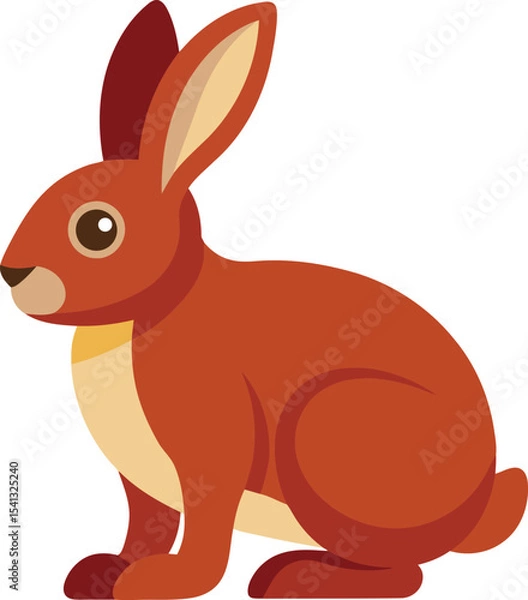 Fototapeta A beautiful vector illustration of brown rabbit, Colorful vector graphics art of brown rabbit, Cute brown rabbit vector illustration design