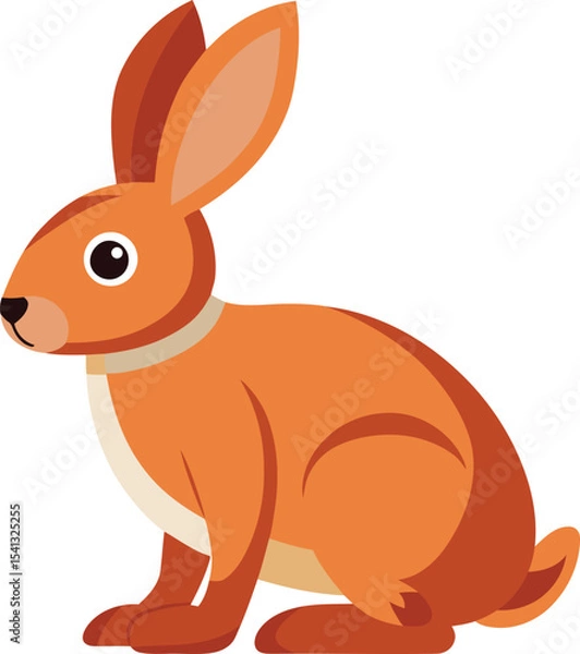 Fototapeta A beautiful vector illustration of brown rabbit, Colorful vector graphics art of brown rabbit, Cute brown rabbit vector illustration design