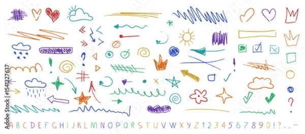 Obraz Crayon Alphabet and Underline Set