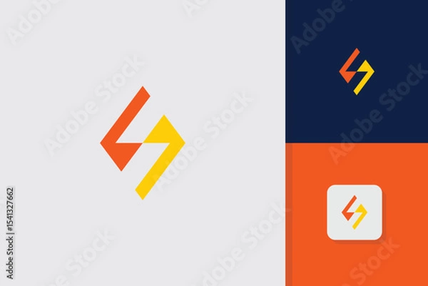 Obraz geometric lightning logo design vector template