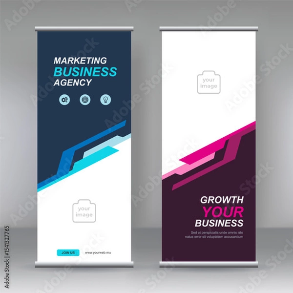 Fototapeta Vertical banner stand template design. can use for brochure flyer, covers , modern x-banner and flag-banner advertising design element