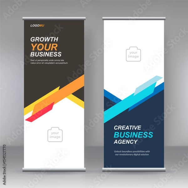 Fototapeta Vertical banner stand template design. can use for brochure flyer,  modern x-banner and flag-banner advertising design element