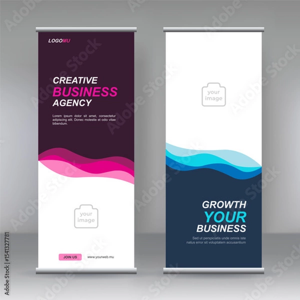 Fototapeta Vertical banner stand template design. can use for brochure flyer, covers ,infographics ,vector abstract geometric background, modern x-banner 
