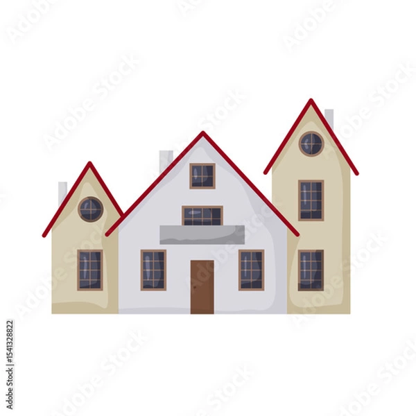 Obraz Beautiful modern house design featuring three sections in a charming neighborhood