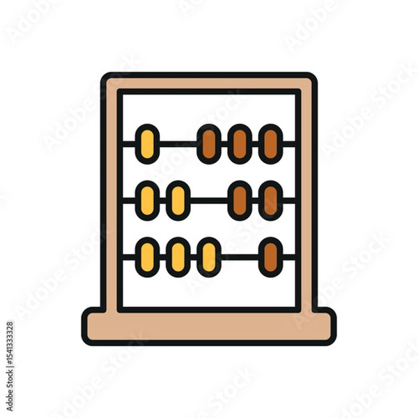 Fototapeta Wooden abacus with brown frame and colorful beads. Great for school or math themes.