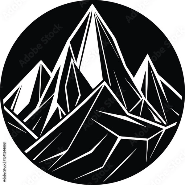 Fototapeta Angular Mountain Range Polygonal Art Style