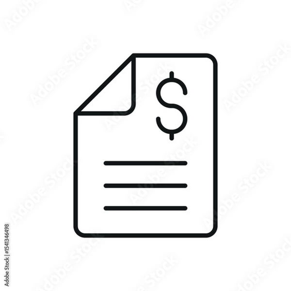 Fototapeta Outline of a digital bank document with dollar sign. Great for finance and e-banking apps.