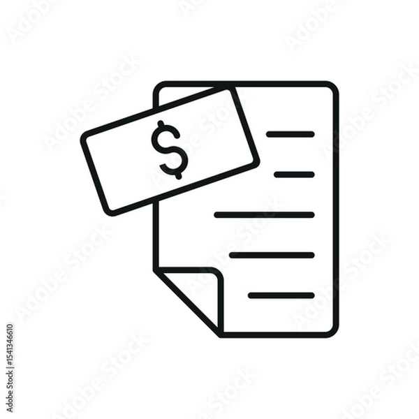Fototapeta Outline of a digital bank document with dollar sign. Great for finance and e-banking apps.