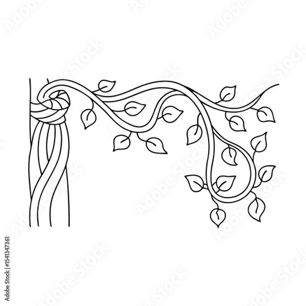 Fototapeta Elegant black and white vector illustration of foliage and decorative branch element