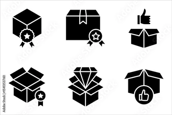 Fototapeta Quality Product Icon Set, Box line icons. Package, delivery boxes, vector illustration on white background