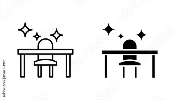 Fototapeta Cleaning table desk linear icon set. Keeping workplace clean. vector illustration on white background