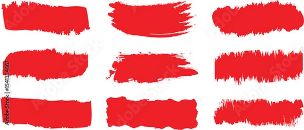 Fototapeta Red brush stroke set isolated on background. Collection of trendy brush stroke vector for red ink paint, grunge backdrop, dirt banner, Brush stroke vector.