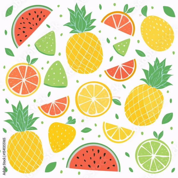 Obraz Summer Fruit Illustration Set