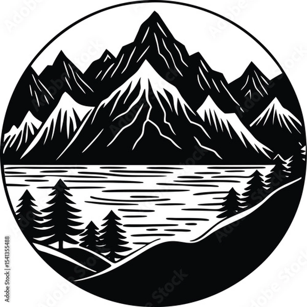 Fototapeta Distant Mountain Range With Valley Foreground