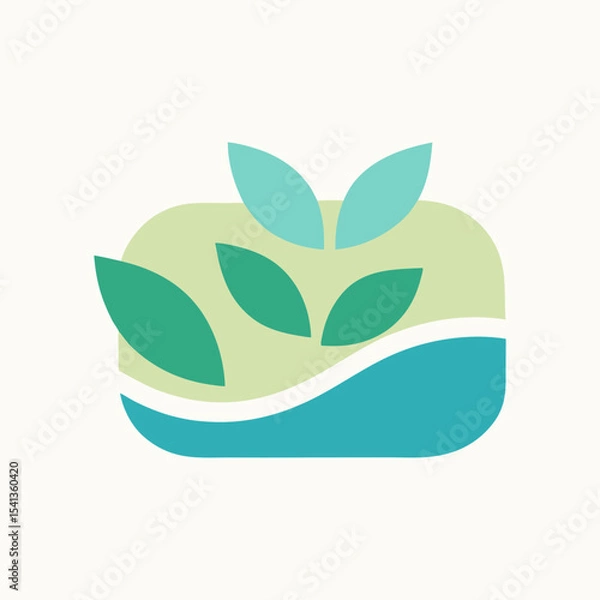 Fototapeta Green leaf logo design nature handmade eco friendly