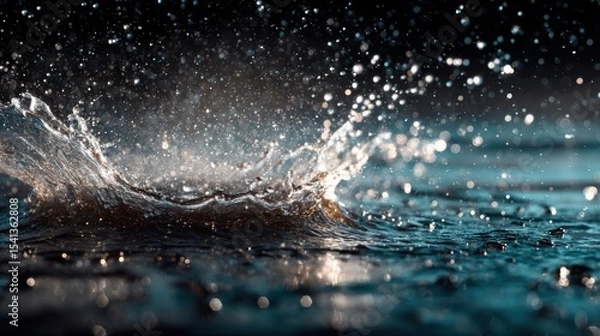 Fototapeta Dynamic water splash creates a dramatic and immersive aquatic moment