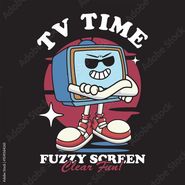 Fototapeta Vector Illustration of Tube TV Mascot with Retro Cartoon Mascot Available for Tshirt Design