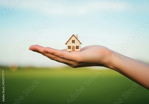 Fototapeta maison tenu au creux d'une main	