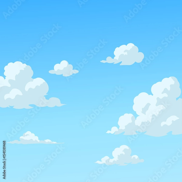 Fototapeta Cartoon Illustration of Blue Sky With Clouds