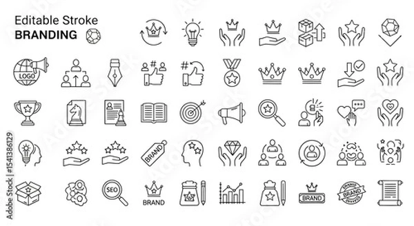 Fototapeta Editable Stroke Motivation Icons Success, Goals, and Achievement Line Art Graphics