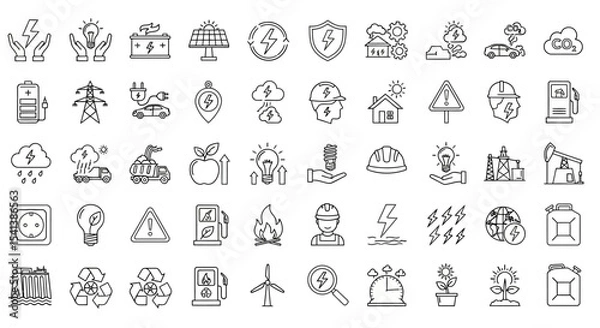 Obraz Renewable Energy Icons A Comprehensive Collection of Sustainable Power Illustrations