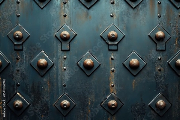 Obraz Dark Textured Black Metal Background with Industrial Elements and Unique Patterns