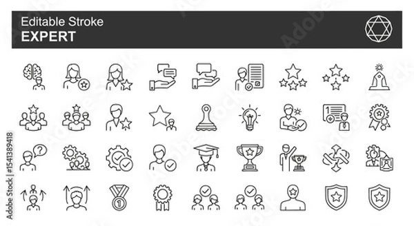Fototapeta Expert Icon Set Editable Stroke Line Icons for Professionals, Skills, and Achievements