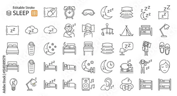 Fototapeta Editable Sleep Icons Line Art Collection for Design Projects