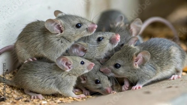 Obraz Lots of little grey mice gathered together. They create a feeling of chaos and unrest. Perfect for pest, cleanliness and sanitation themes.