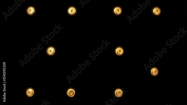 Obraz Black velvet fabric with gold buttons creates a feeling of luxury and elegance. Textured textile with contrasting accents. Ideal for fashion, style and decoration themes.