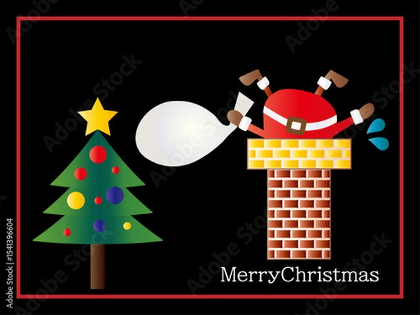 Obraz クリスマス■煙突とサンタクロースのクリスマスカード