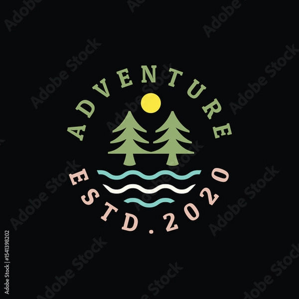 Obraz River outdoor vintage logo design vector