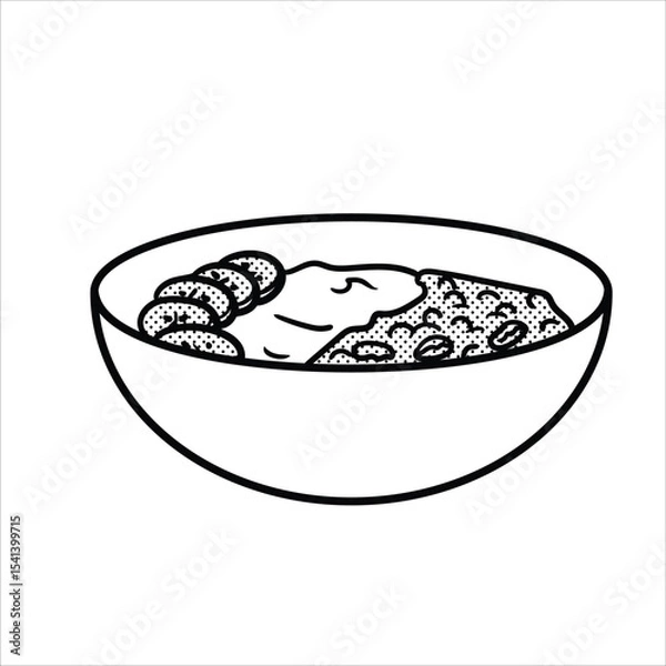 Obraz Lineart Smoothies Bowl Icon Minimalist Lineart Style